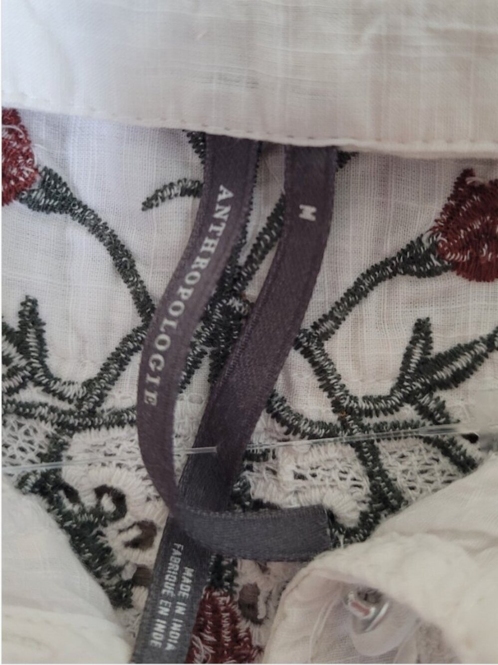 Anthropologie Eyelet Embroidered Cotton Midi White Dress size M - Picture 6 of 8